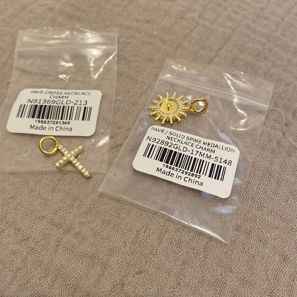 Adina Eden Pave Cross necklace charm & medallion necklace charm. New